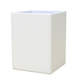 Maxbell White Plain Square Leather Pen Container Brush Pot Tabletop Storage Box - Aladdin Shoppers