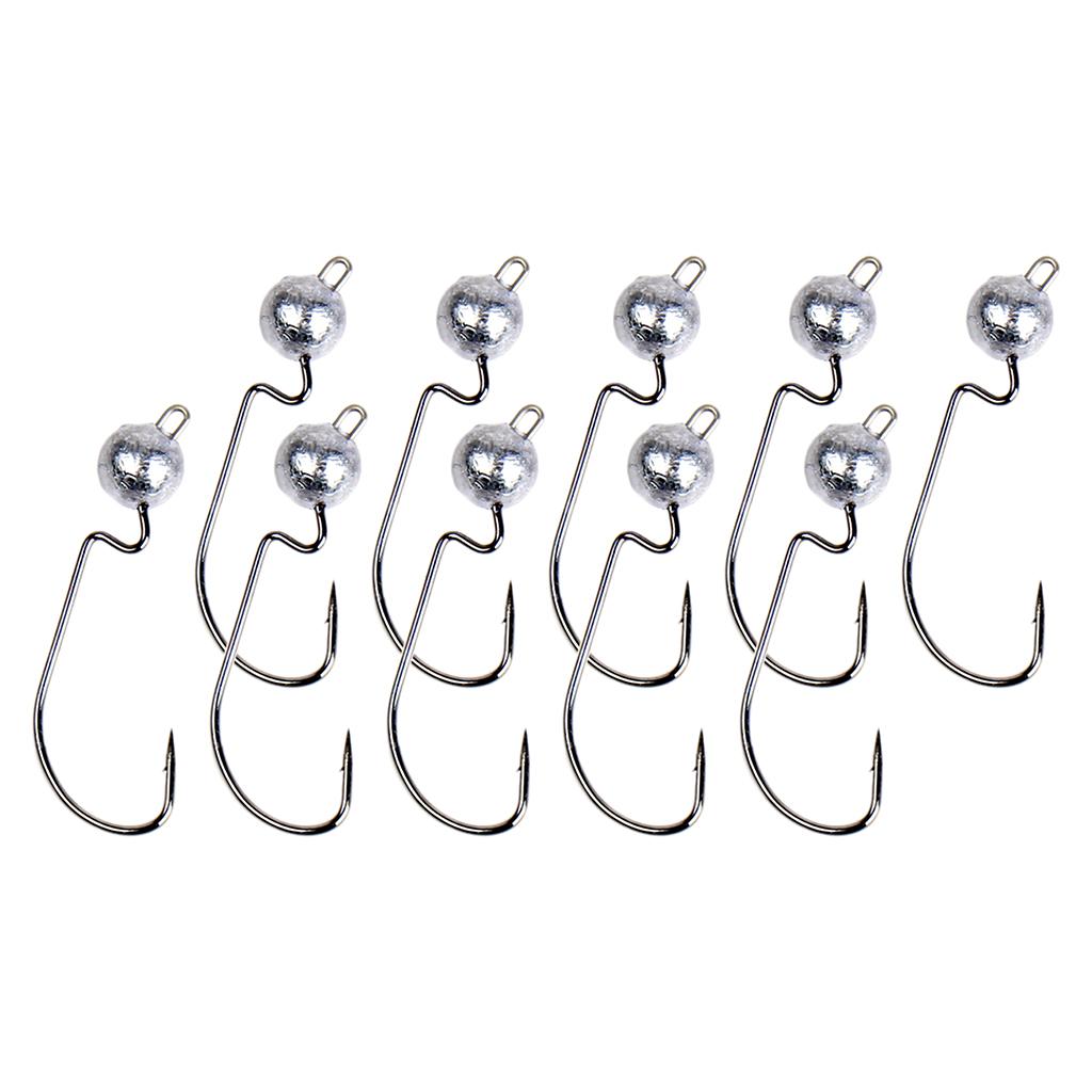 Max 10pcs Weighted Fishing Hooks Crank Hook with Lead for Swimbaits 14g
