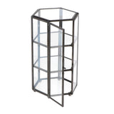 Max European Immortal Flower 3D Hexagonal Glass Flower Room Candleholder Black