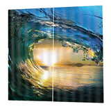 Max 2 Pcs/Panels Decorative Sunset Blue Sea Wave Digital Printing Curtain Drapes