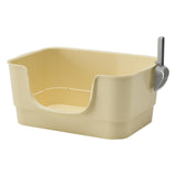 Maxbell Cat Litter Box Sturdy Cat Litter Basin Pet Supplies Open Top Pet Litter Tray Apricot