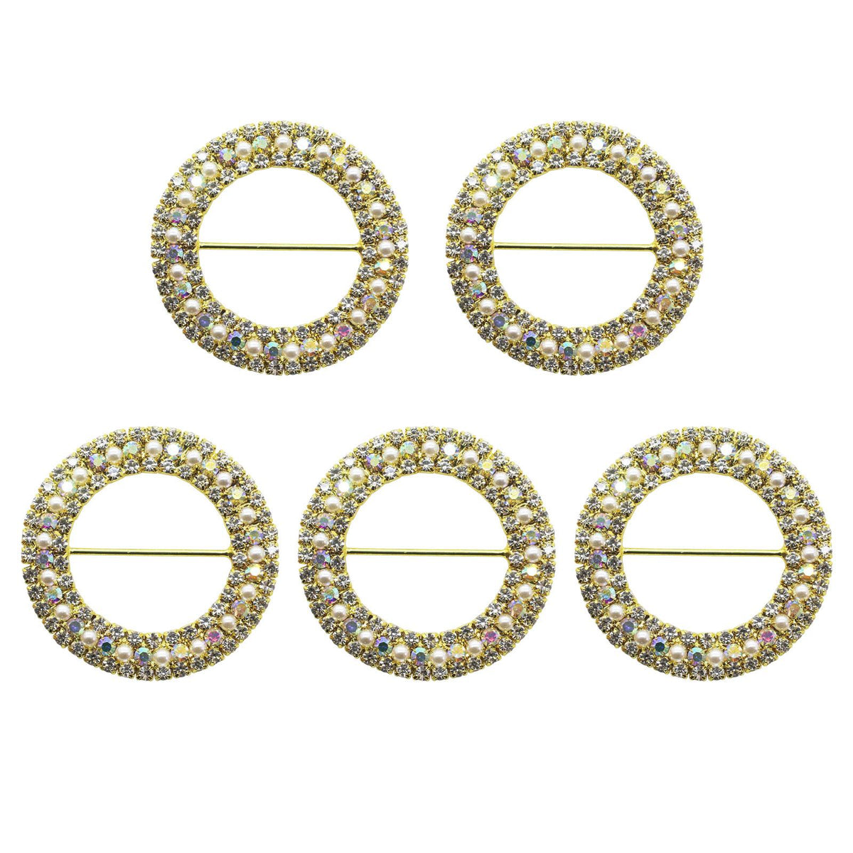 Maxbell 10x Round Metal Flatback Buckles Gift Slider Fittings Decor for Invitation Gold