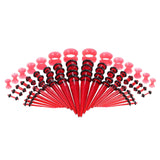 Maxbell 50Pcs Gauges Kit Acrylic Taper Plug Tunnels 14G-00G Red