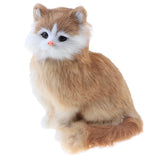 Maxbell Simulation Faux Fur Animal Model Toy Figures Home Decor Light Brown Cat