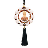 Maxbell Wood Buddha Statue Car Pendant Versatile with Tassel Dark Green Tassel