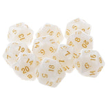 Maxbell Pack of 10pcs Pearl White D20 Twenty Sided Game Dice D&D TRPG Games Party Supplies