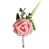 Max PE Artificial Rose Flowers Corsages and Boutonniere for Wedding Party Pink