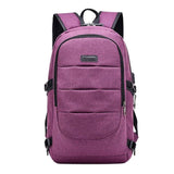 Max Maxb Anti-theft USB Charging Backpack Laptop Notebook Travel School Bag Purple