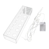 Maxbell Acrylic Flower Vase Rectangular Clear Vase Desktop Flower Boxes Water Holder 35x10x6.5cmLED Light