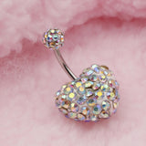 Maxbell Crystal Heart Dangle Button Belly Navel Ring Bar Body Jewelry 14G Multicolor