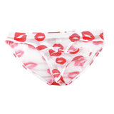 Maxbell Men Underwear Red Lip Print Comfortable Soft Breathable Thin Panties Elastic XL