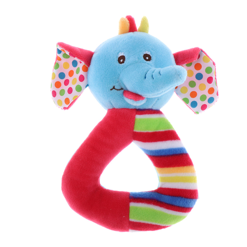 Maxbell Cute Baby Plush Stuffed Animal Soft Ring Rattle Developmental Toys Blue