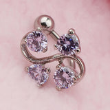 Maxbell 14G Zircon Crystal Belly Button Bar Navel Ring Body Piercing Jewelry Purple