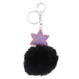 Max Faux Fur Ball Plush Pendant Key Chain Key Ring for Women Bag/Car/Purse Black