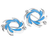 Maxbell 1 Pair Stainless Steel Enamel Blue Shield Straight Barbell NippleRing 14g