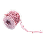 Maxbell 10 Meters Pearl Beads Sheer Lace Trim Ribbon for DIY Wedding Decoration Pink