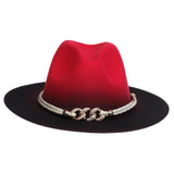 Maxbell Fashion Fedora Hat Cowgirl Trilby Hat Jazz Hat Performance Supplies Party Red and Black