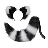 Maxbell Plush Cats Ears Long Tail Cosplay for Stage Shows Animal Themed Parties Black