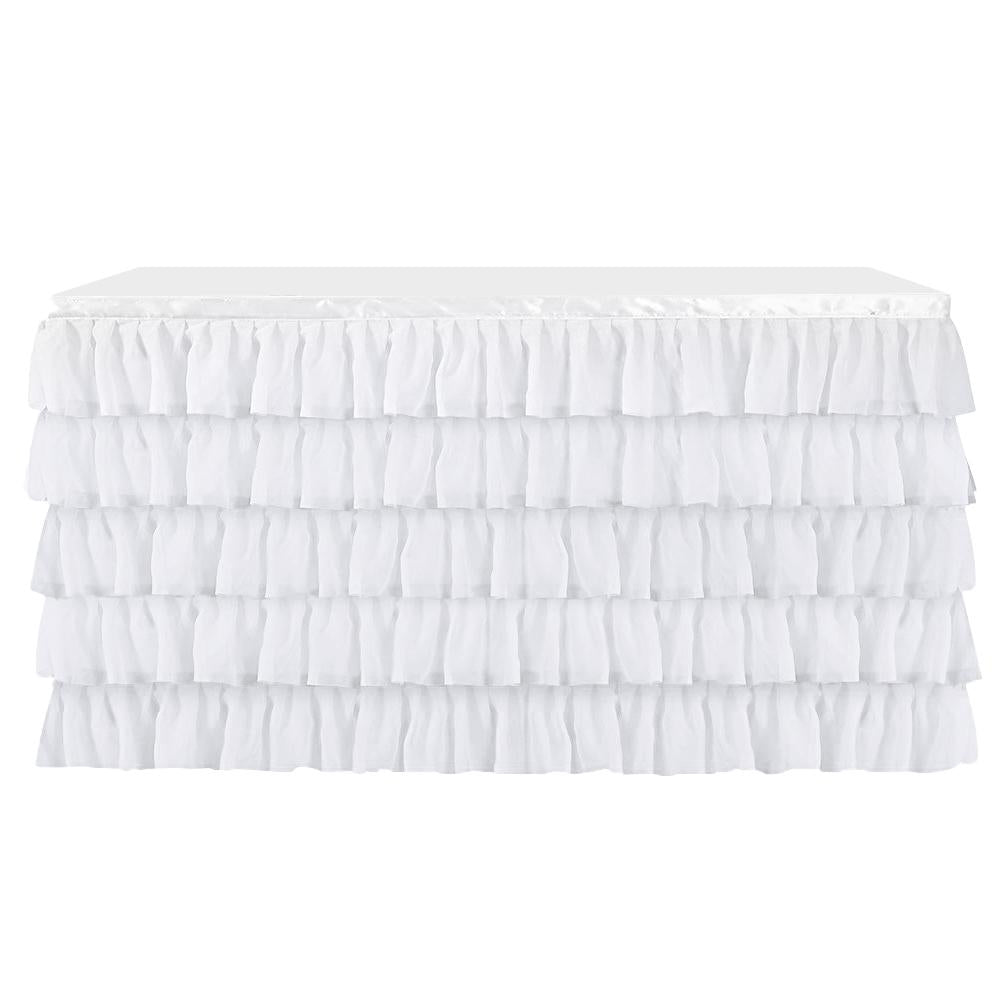 Max White Chiffon 5-layer Table Skirt Tablecloths for Rectangle/Round Table 75x275cm
