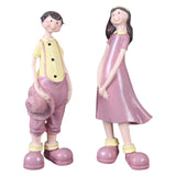 Maxbell 2Pcs Resin Couple Ornament Living Room Figurine Indoor Outdoor Decor Pink
