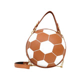 Maxbell Football Shaped Cross Body Bag Purse Wallet PU Shoulder Bag for Work Evening Brown