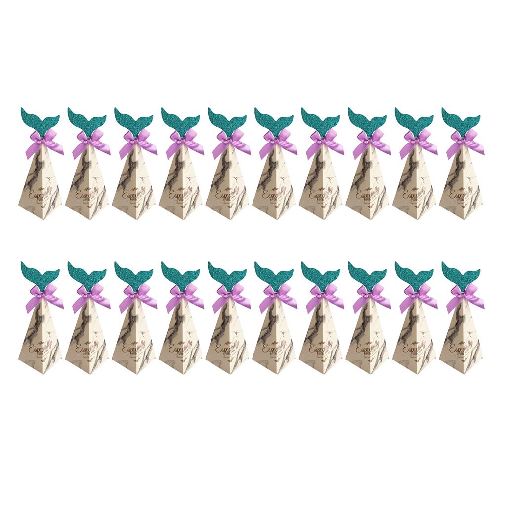 Max 20pcs Creative Triangle Cone Mermaid Candy Boxes Party Favor Grey