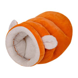 Maxbell Indoor Dog House Semienclosed Cushion Winter Warm Sleep Kennel Cats Bed Nest Orange S