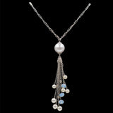 Max Vintage Necklace Sweater Chain Tassel Pendant Necklace for Women Silver