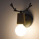 Maxbell Nordic Style Living Room Wooden Antlers Modeling Lamp Head Wall Lamp Black