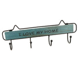 Max Vintage Wood Metal Wall Hook Storage Rack Clothes Hanger Hook Blue 4 Hooks
