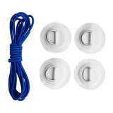 Maxbell 4 Pieces Inflatable Boat Kayak SUP D-ring Patch & Shock Bungee Cord White
