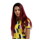 Max Natural Synthetic Long Thick Straight Lace Front Wigs Hairpieces Wine Red