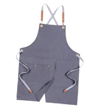 Max Canvas Apron with Pockets Cafe Kitchen Cooking Painting Apron Bib Gray