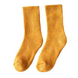 Maxbell Women Men Mid Calf Socks Thermal Boot Stockings Casual for Skiing Unisex One Size Yellow
