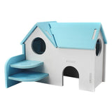 Maxbell Hamster Mouse Hideout House Wooden Living Hut Exercise Funny Nest Toy Blue