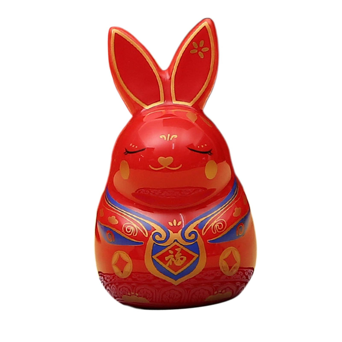 Maxbell Chinese Animal Lucky Rabbit Statue Small Bunny Figurine for Store Decor White