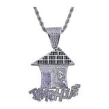 Max Vintage Pendant Necklace Punk Trap House Letter Zircon  Jewel Silver
