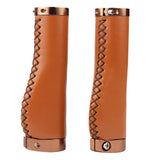 Maxbell 1 Pair PU Leather Bicycle Handlebar Grips Scooter Handlebar Overgrip Brown