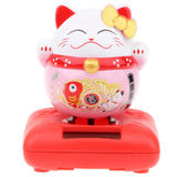 Maxbell Solar Power Nodding Fortune Cat Animal Figure Doll Kids Toy Home Decor C 1