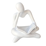 Maxbell Abstract Thinker Statue Tabletop Decorative Sculpture for Home Hotel Decor White