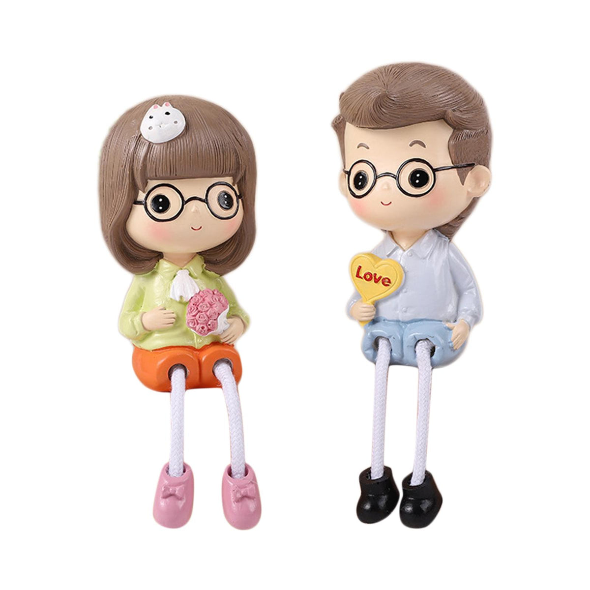 Maxbell 2Pcs Hanging Feet Dolls Statue Decorative Figurine Office Counter Top StyleA