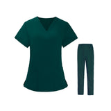 Maxbell Women Nurse Uniform Short Sleeved Top and Pants for Beauty Salon Workwear  XL Green