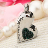 Maxbell Stainless Steel Crystal Memorial Urn Pendant Cremation Ashes Keepsake Green