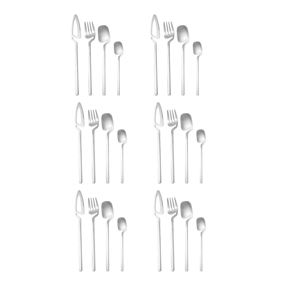 Maxbell 24x Stainless Steel Cutlery Set Kitchen Utensil Bar Tool for Silver