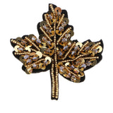 Max Beaded Sequin Maple Leaves Patches Applique for Bags Clothes Yellow + Yellow