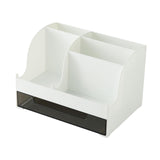 Maxbell Desktop Cosmetic Storage Box Organizer with Drawer for Dresser Bedroom White