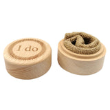 Max Delicate Wood Round Wedding Ring Box Container I do