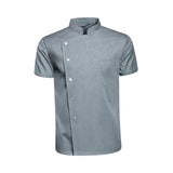 Maxbell Men Women Chef Coat Jacket with Pockets Summer for Bakery Food Service M Gray