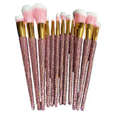 Maxbell 12 Pieces Makeup Brushes Set Diamond-Studded Loose Brush Gifts for Mom Pink