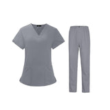 Maxbell Scrubs Set for Women Breathable Scrub Top and Pants Set Nurse Uniform Gray XXL